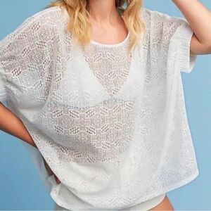 Anthropologie Akemi + Kin Crochet Lace Top/ Cover-up in Cream Size M/L